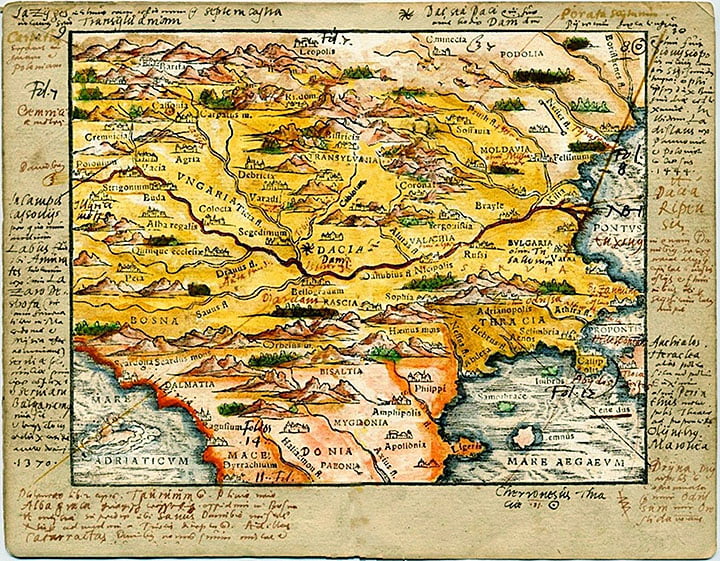 Hartă 3D a României și Peninsulei Balcanice, veche de 500 ani